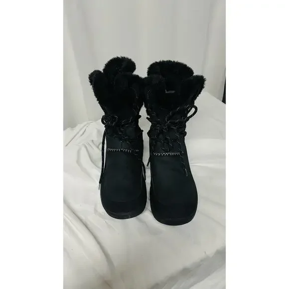 •Clarks Winter Boots Wave Walk Leather Faux Fur Insulated Waterproof 9.5 - Picture 6 of 10